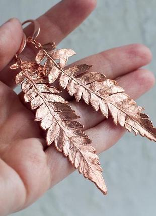 Сережки з справжніми листками обмідненої лісового папороті