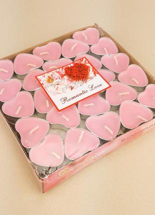 Свечи плавающие сердце (уп. 50шт) розовые