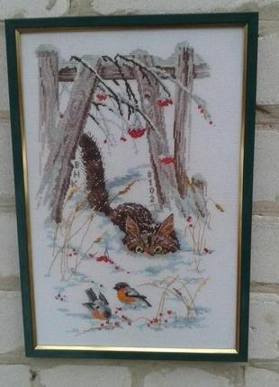 Картина "кіт і пташки"