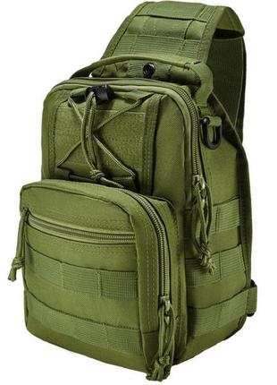 Сумка через плече військова нагрудна з однією лямкою, наплічна сумка мультикам 8 л, колір: хакі5 фото
