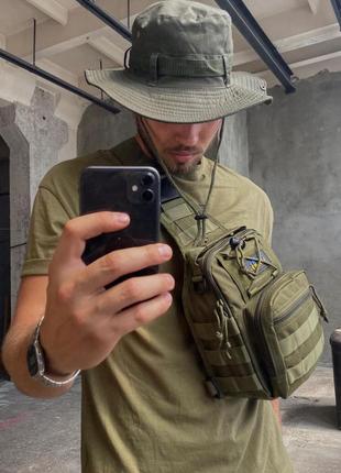 Сумка через плече військова нагрудна з однією лямкою, наплічна сумка мультикам 8 л, колір: хакі9 фото