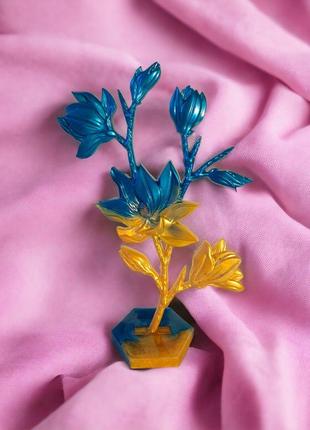 Статуэтка цветок желто-голубая1 фото