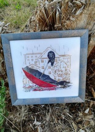 Картина "зонт и две вороны"5 фото