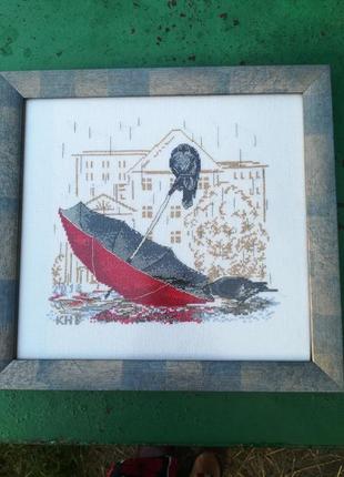 Картина "зонт и две вороны"7 фото