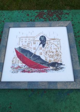 Картина "зонт и две вороны"4 фото