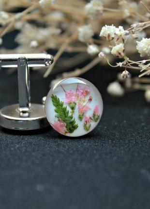 Запонки с цветами розовой вероники