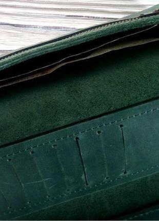 Большие кошельки на молнии, зеленый клатч кошелек, авторские подарки для женщин от kozhemyaka3 фото