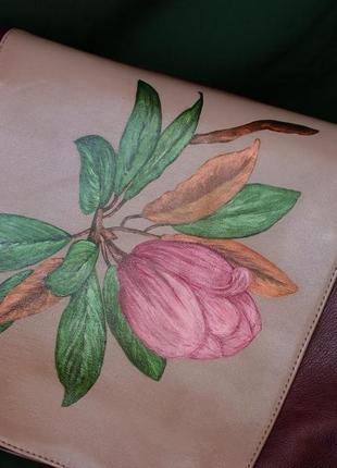 Кожаная сумка "весна в бордо"5 фото