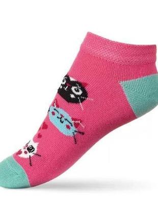 Шкарпетки сліди для дівчаток, з котиками. розмір 22-24. рожевий колір3 фото