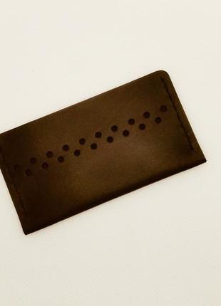 Кожаный карманый кардхолдер коричневий1 фото