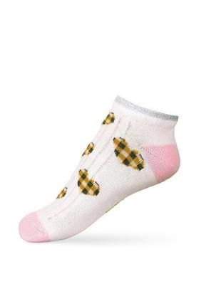 Детские носки с принтом сердечка. размер 16-18. молочный цвет2 фото