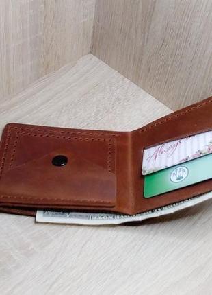 Оригінальний шкіряний гаманець коньяк.5 фото