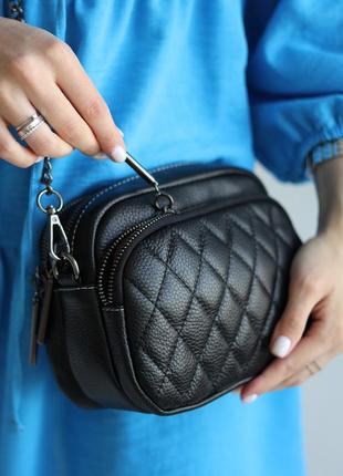 Модная женская кроссбоди-сумка натуральная кожа черный арт.6008 black bags4life (китай)2 фото