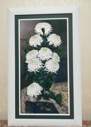 Картина стрічками хризантеми1 фото