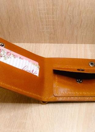 Шкіряний гаманець компакт рижий2 фото