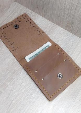 Шкіряний міні - гаманець світло-коричневий.3 фото