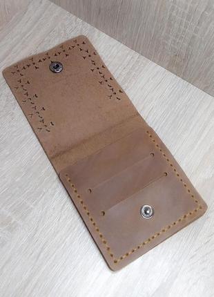 Шкіряний міні - гаманець світло-коричневий.2 фото