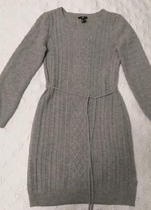 Платье вязаное шерстяное теплое сукня удлиненный свитер