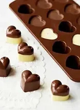 Силиконовая форма для шоколада и конфет сердечки. силиконовая форма для льда3 фото