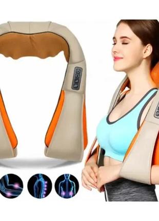 Роликовий масажер для спини шиї та плечей massager of neck kneading з іч-прогріванням електричний