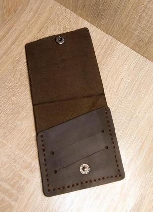Карманий шкіряний гаманець темно-коричневий.2 фото