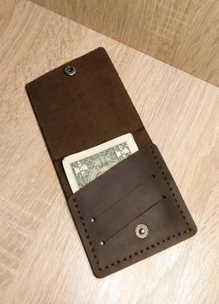 Карманий шкіряний гаманець темно-коричневий.3 фото