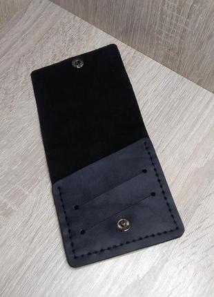 Карманий шкіряний гаманець чорний.2 фото