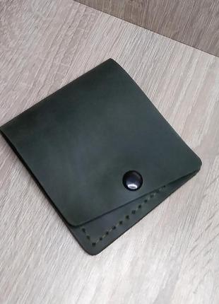 Карманий зелений шкіряний гаманець.1 фото