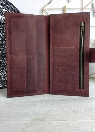 Бордовый именной кошелек на заказ из натуральной кожи | бесплатная гравировка | kozhemyaka ❤1 фото
