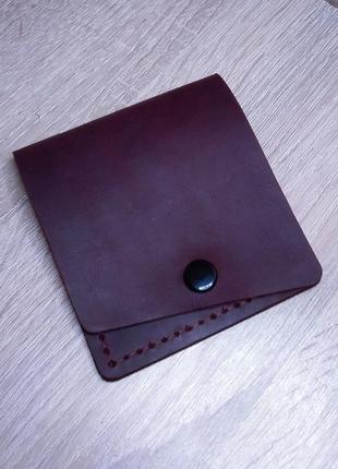 Карманий шкіряний гаманець марсала.1 фото