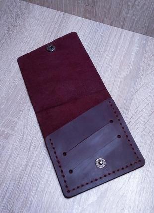 Карманий шкіряний гаманець марсала.2 фото