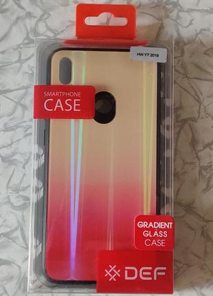 Чохол def huawei y7 2019 gradient glass red