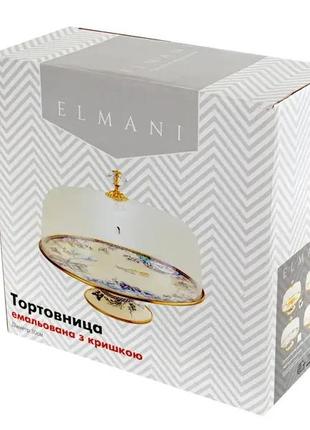 Тортівниця емальована "butterfly" elmani з кришкою на ніжці, 30 см6 фото