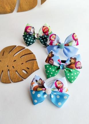 Бантики маша и медведь, резинки заколки с машей для волос