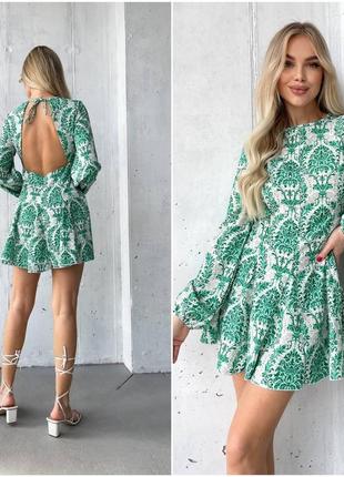 Модна жіноча сукня з відкритою спиною зелена новинка 20241 фото