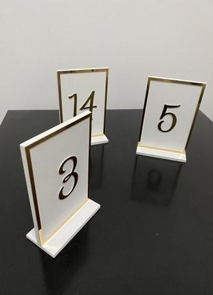 Номерок на стіл прямокутний з дерева та дзеркального пластику4 фото