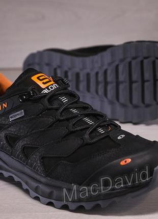 Кожаные кроссовки salomon dragon skin black