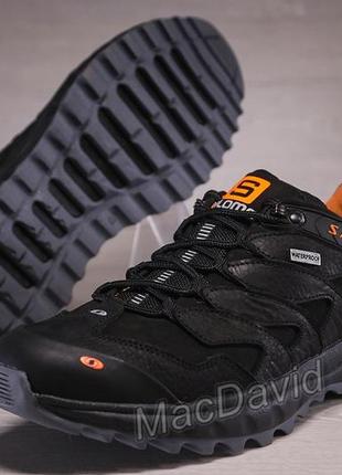 Кожаные кроссовки salomon Pulse dragon skin black4 фото