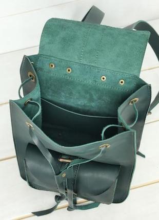 Жіночий шкіряний рюкзак "флоренція", шкіра італійський краст, колір зелений6 фото