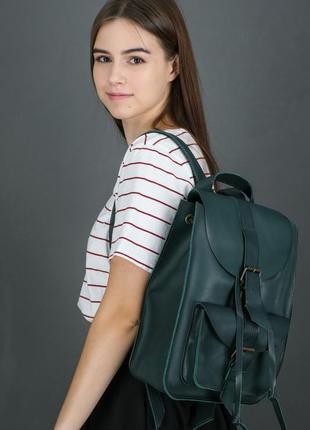 Жіночий шкіряний рюкзак "флоренція", шкіра італійський краст, колір зелений1 фото