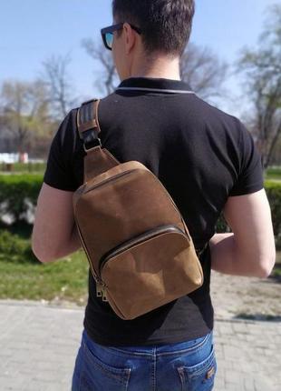 Мини рюкзак мужской из натуральной кожи