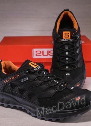 Кожаные кроссовки salomon Pulse dragon skin black5 фото
