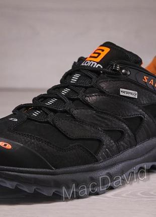 Кожаные кроссовки salomon Pulse dragon skin black7 фото
