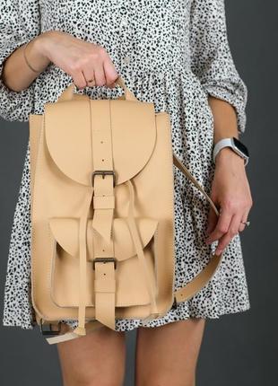 Жіночий шкіряний рюкзак "флоренція", шкіра grand, колір бежевий1 фото