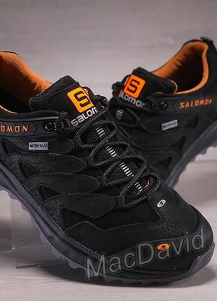 Кожаные кроссовки salomon Pulse dragon skin black8 фото