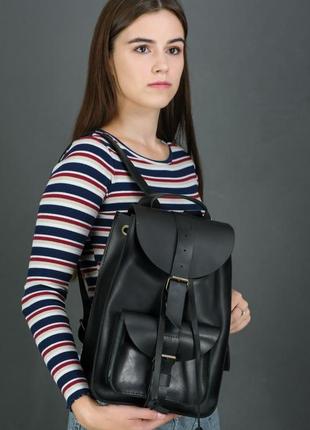 Жіночий шкіряний рюкзак "флоренція", шкіра італійський краст, колір чорний1 фото