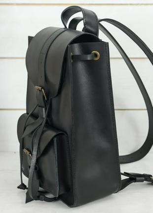 Жіночий шкіряний рюкзак "флоренція", шкіра італійський краст, колір чорний4 фото
