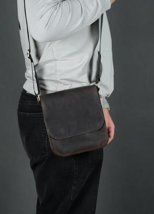 Мужская кожаная сумка "генри", винтажная кожа, цвет шоколад1 фото