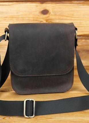 Мужская кожаная сумка "генри", винтажная кожа, цвет шоколад2 фото