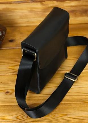 Мужская кожаная сумка "кевин", кожа итальянский краст, цвет черный3 фото